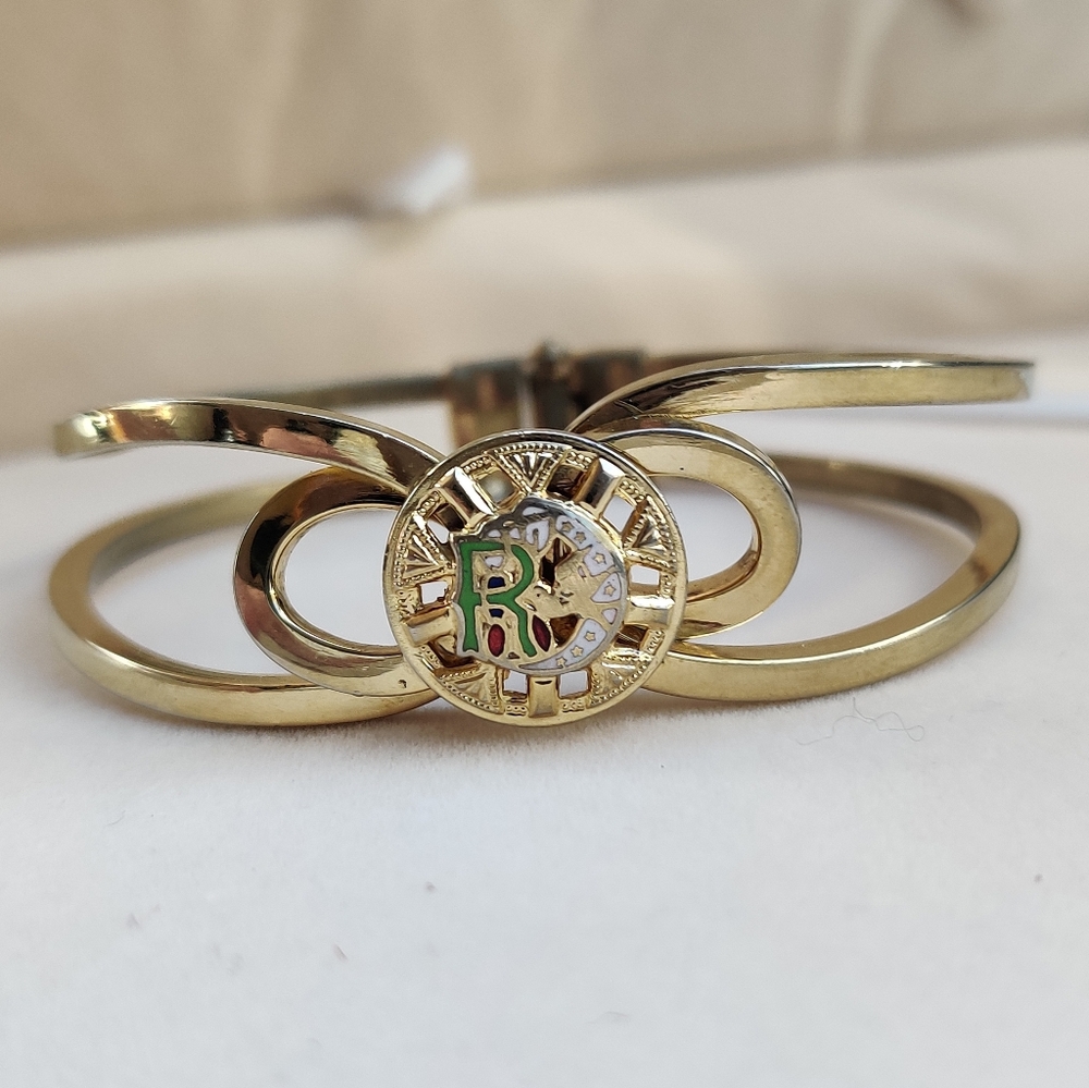 Vintage gold Masonic clamper bracelet